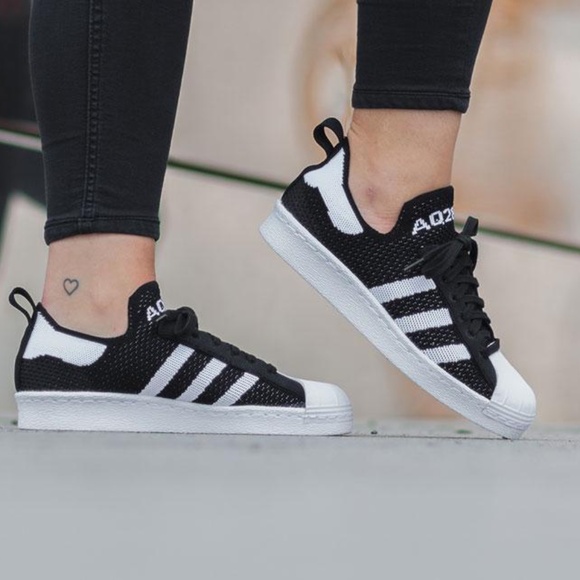 ADIDAS ORIGINALS SUPERSTAR 80S PRIMEKNIT W "CORE BLACK" - Picture 2 of 9